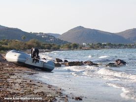Our rescue boat Uli 1. Rescue boat ready on the beach
