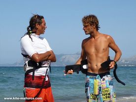 Gerhard and Daniel chatting Gerhard preparing to go to the water